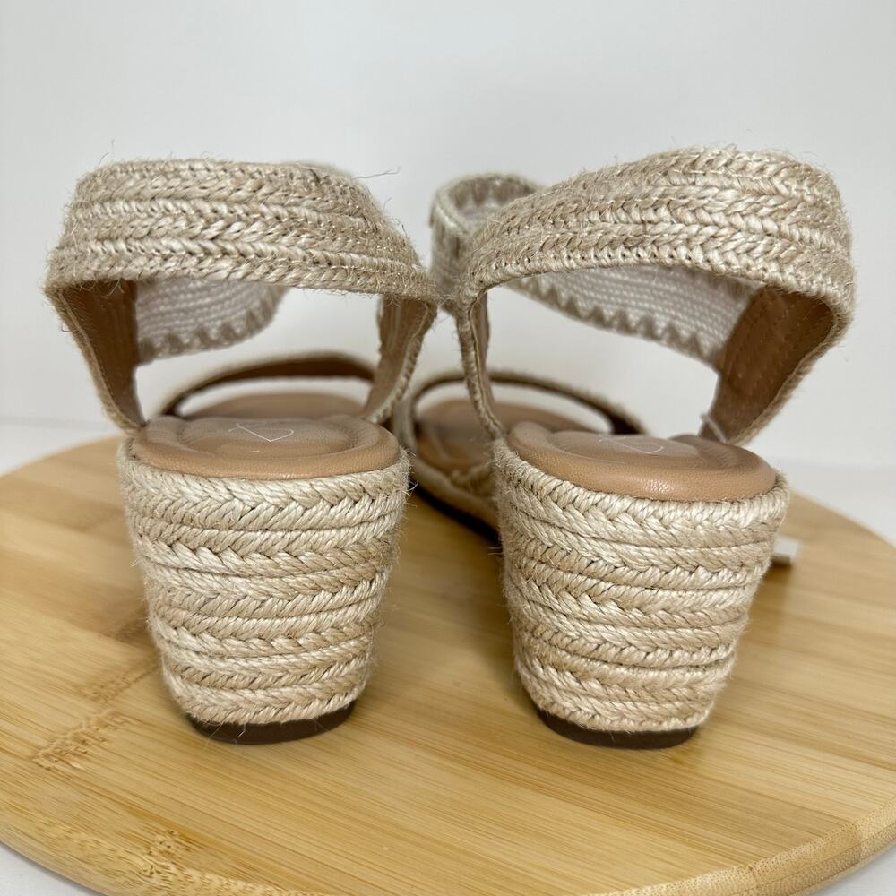 Joie White Tan Woven Espadrille Wedge Sandals Comfort Foam Boho Size 9.5 NEW - Picture 4 of 7